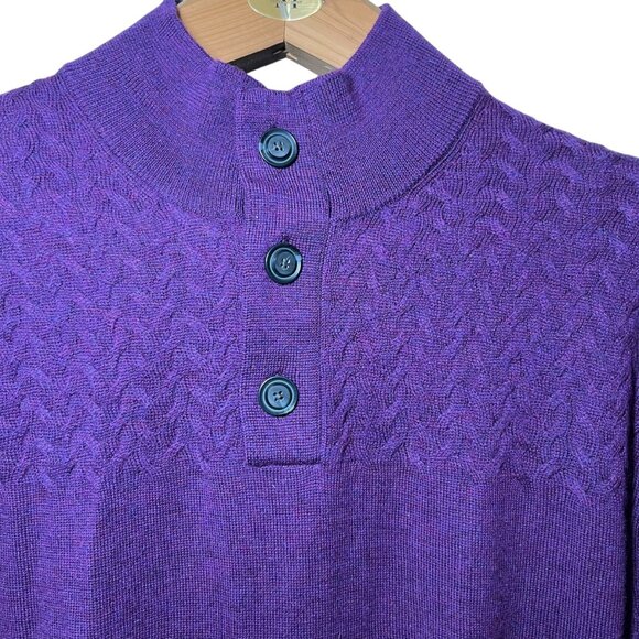 Turnbury Purple Merino Wool Baselayer Sweater Lagom Preppy Classic Men's Large - Picture 4 of 9